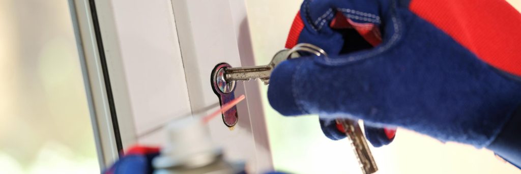 window master repairing lock key window frame plastic window lock repair concept